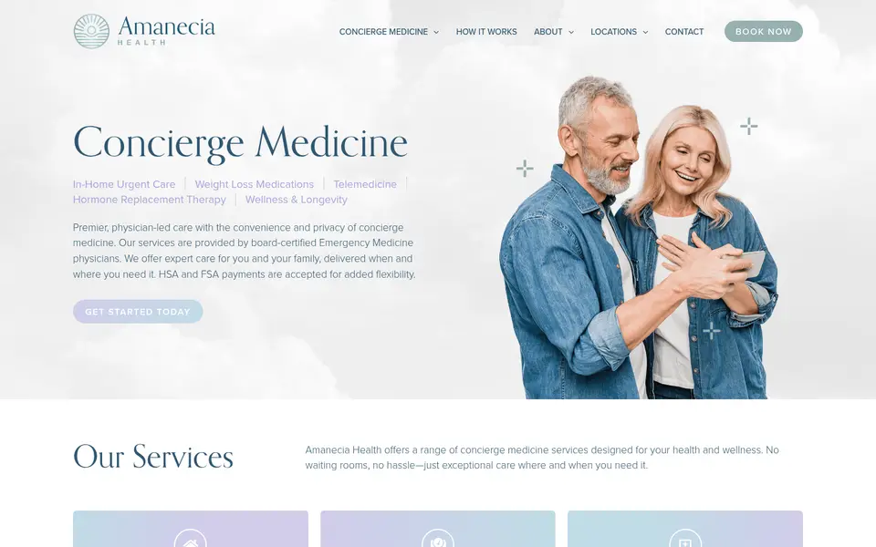 Screenshot of the Amanecia Health website