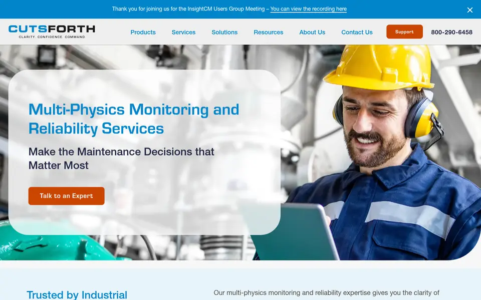 Screenshot of the Cutsforth website