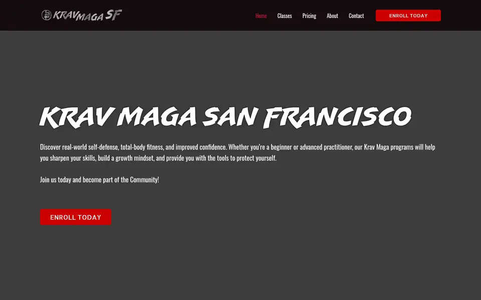 Screenshot of the Krav Maga San Francisco website