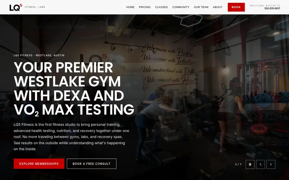 Screenshot of the LQ5 Fitness & Labs website