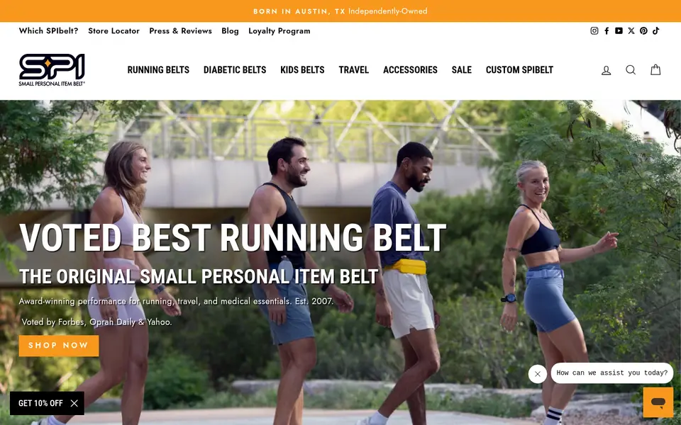 Screenshot of the SPIbelt website