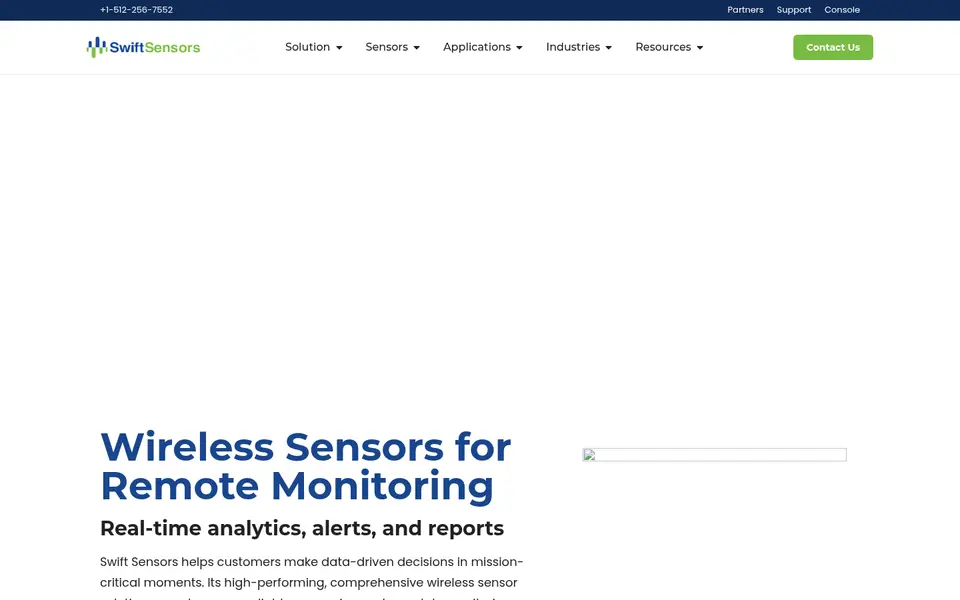 Screenshot of the Swift Sensors website